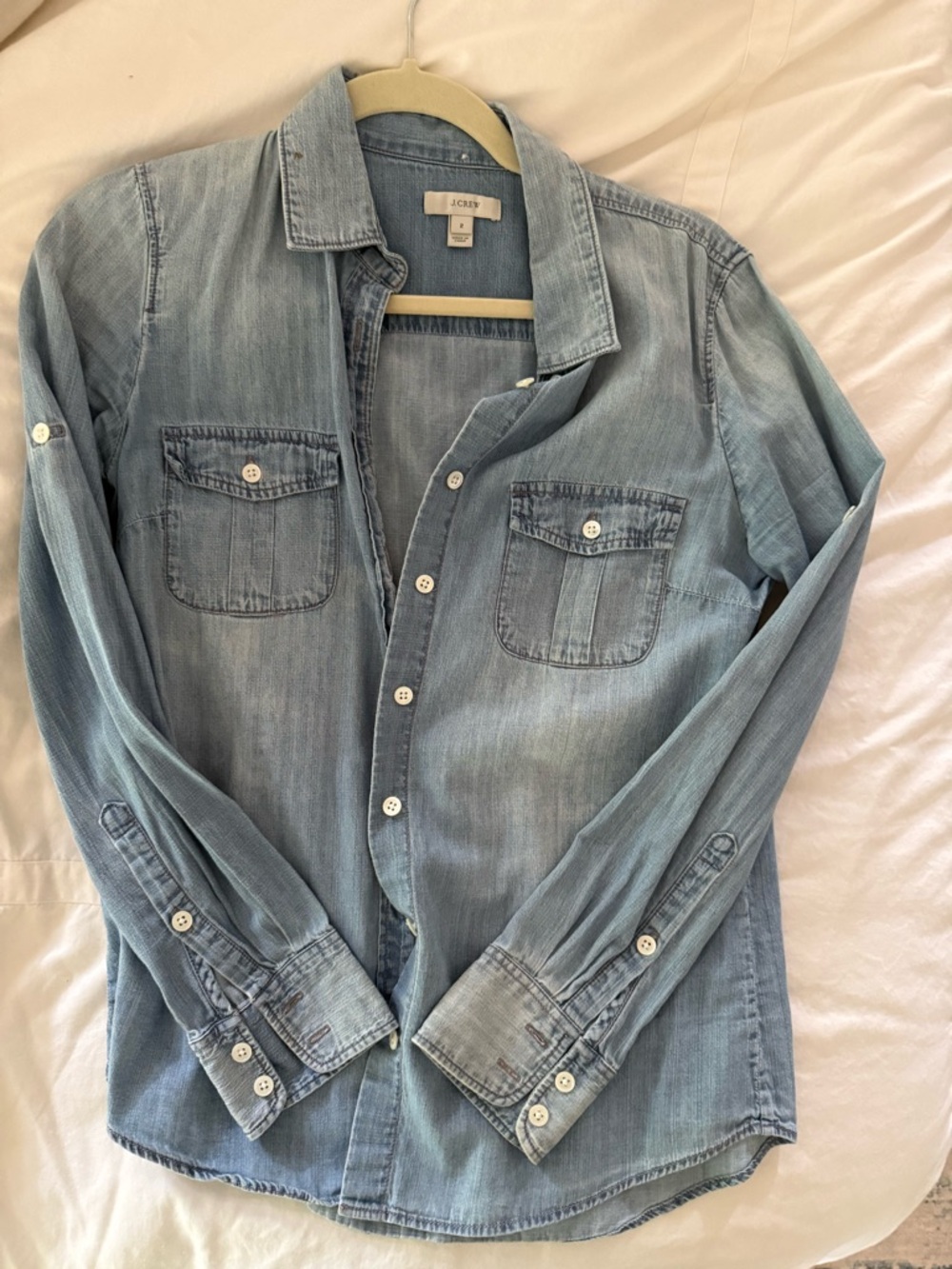 J. Crew Faded Light Blue Denim Shirt